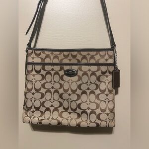 Coach Tan and Brown Signature Shoulder Bag